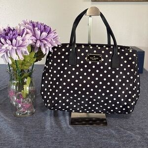 Kate Spade New York Black Polka Dot Nylon Satchel